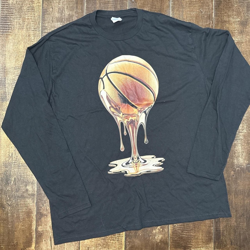 Port & Company Black Long Sleeve T-Shirt with Basketball Graphic Tee